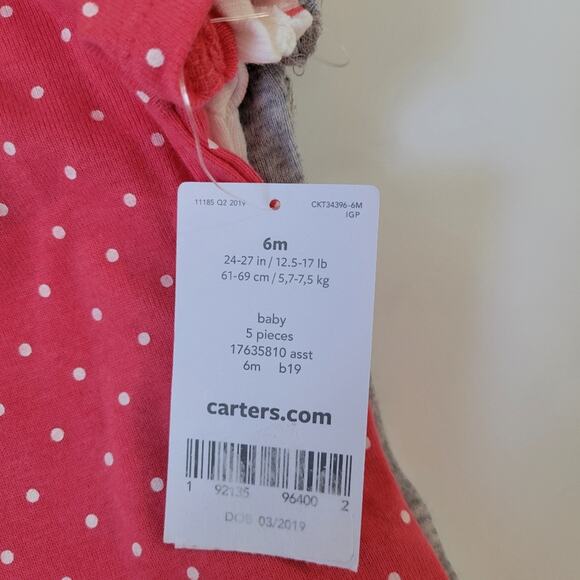 Carter's Baby Girl 5 Pack Princess Original Bodysuits Size 6 Months NWT - Picture 9 of 10